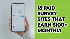 Smartphone displaying paid survey sites app with $125 earnings and PayPal payment confirmation