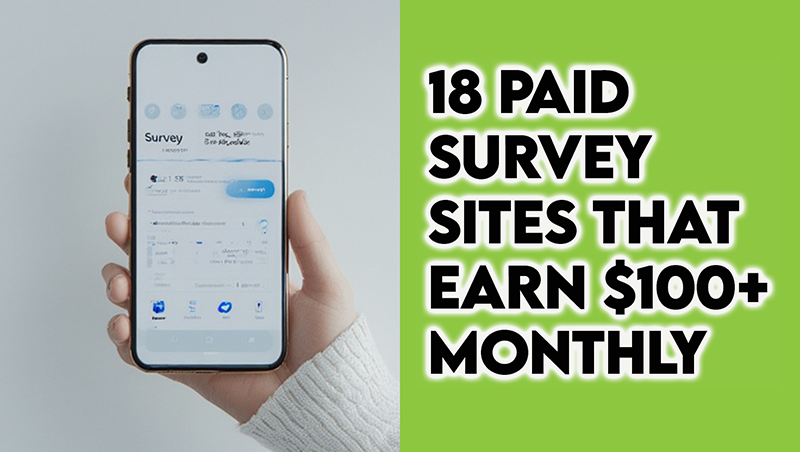 Smartphone displaying paid survey sites app with $125 earnings and PayPal payment confirmation