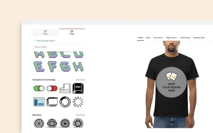 Printful-screenshot | Thesidehustler.blog Here’s an Example from Printful’s Website of a Shirt You Could Design.