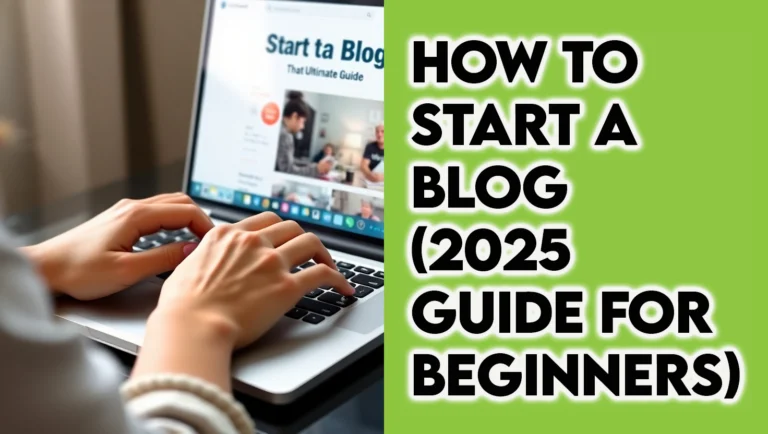 Close-up of a woman typing her first blog post in WordPress, illustrating the practical process of how to start a blog.