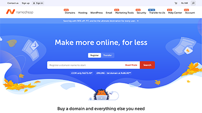 Official Namecheap Homepage Screenshot