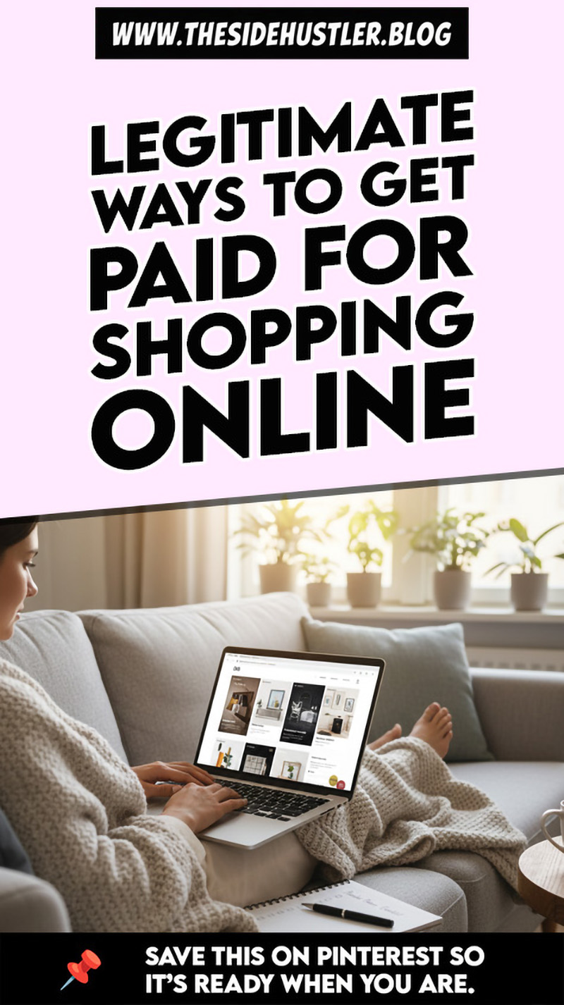 Cozy home setup with woman browsing online stores on her laptop, learning legit ways to get paid for online shopping in 2026.