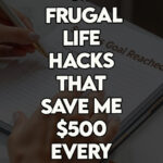 Close up of a woman tracking her monthly savings from high-impact frugal hacks.