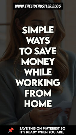A woman identifying simple ways to save money while working from her home office.

