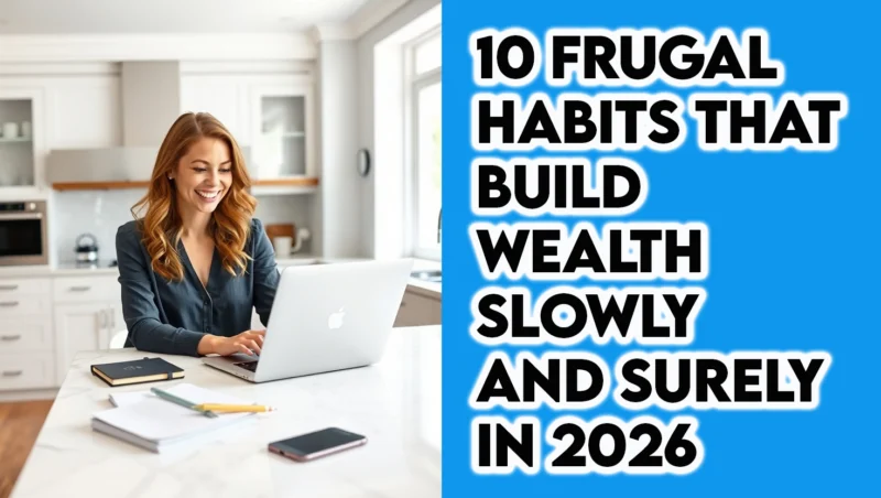 A woman managing her finances and frugal habits that build wealth on her laptop at home.