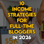 Woman building a full-time income from her blogging business.
