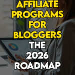A professional woman reviewing a roadmap of affiliate programs for bloggers to earn passive income.