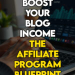 Close up of a woman following an affiliate program blueprint to boost her blog income.