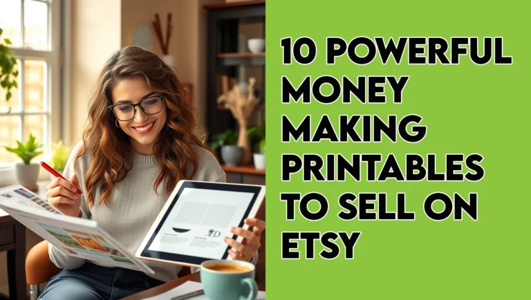 Woman designing profitable printables for Etsy using Canva.