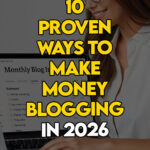 Female content creator presenting her blog revenue playbook.