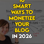 Woman reviewing a list of blog monetization strategies in her creative studio.