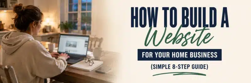 Woman building a website for her home business on a laptop