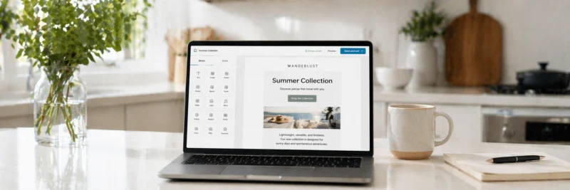 Laptop displaying a clean newsletter style email layout as part of email marketing tools for bloggers