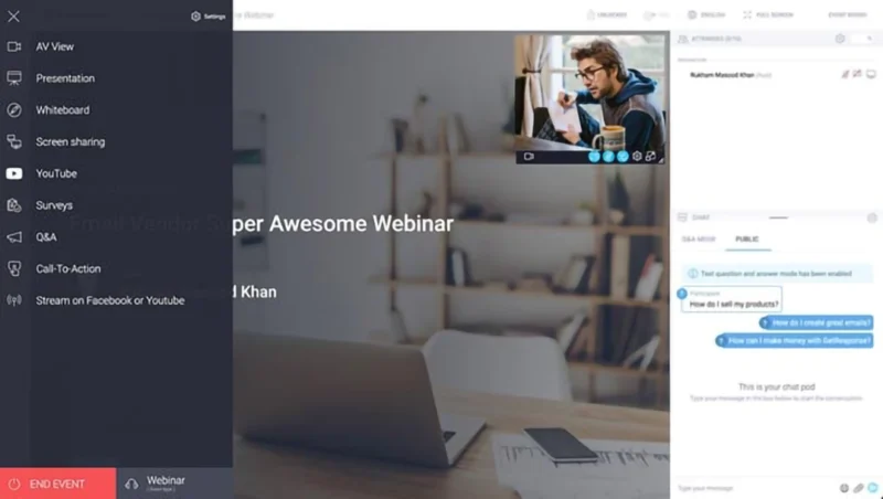 An Image of the GetResponse Webinar Daashboard