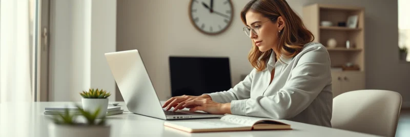 Female blogger planning the best hosting for bloggers setup for blog growth in a modern workspace