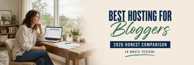 Woman comparing the best hosting for bloggers on a laptop