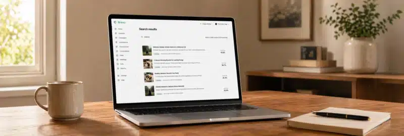 Laptop displaying search results used for keyword research as part of best keyword research tools for bloggers
