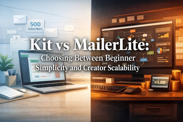 Kit vs MailerLite beginner simplicity vs creator scalability comparison banner