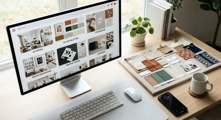 An organized Pinterest profile displayed on a computer screen, illustrating a strategic board setup