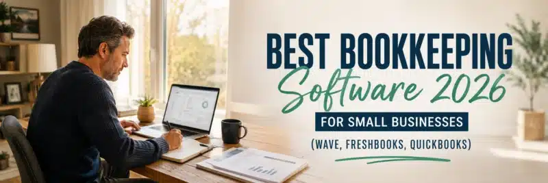 Best bookkeeping software for small businesses on a laptop at a home desk