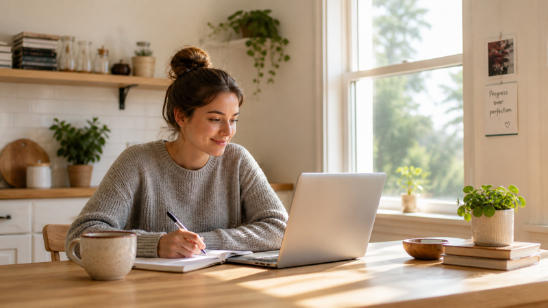Best free bookkeeping courses online in 2026 — person learning bookkeeping from home on a laptop
