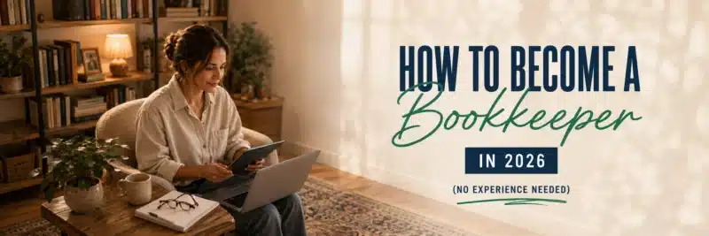 Woman learning how to become a bookkeeper from a home armchair