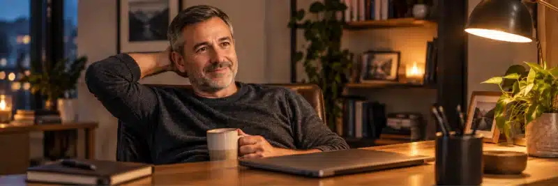 Person reflecting after deciding to start a small business idea