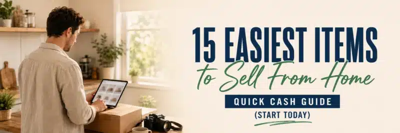 Man packing up items to sell that you already own for quick cash