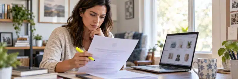 Person carefully reading license terms before using a PLR or MRR digital product