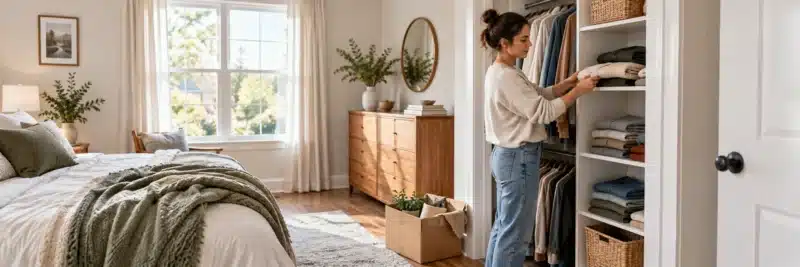 Person sorting through a closet to find items to sell