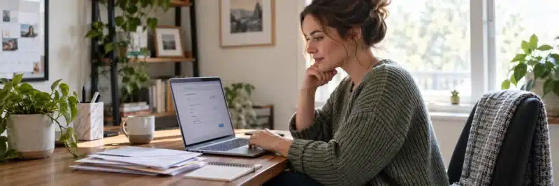 Person setting up automatic bill payments as part of a money system