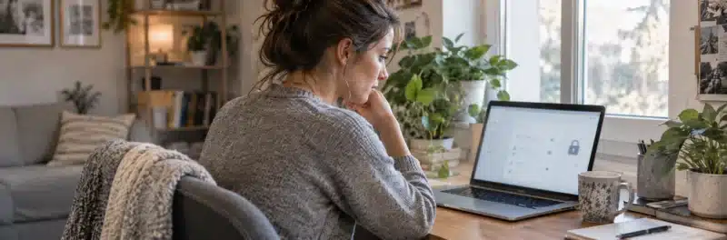 Person reviewing account security settings before linking a budgeting app