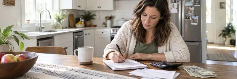 Person calculating expenses to build a starter emergency fund