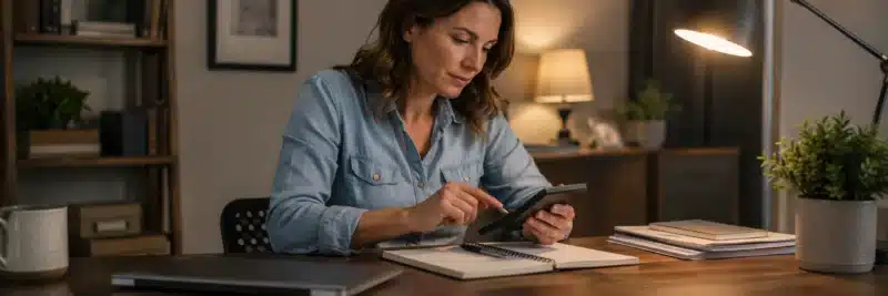 Person calculating whether account fees outweigh the value of a cash-back reward