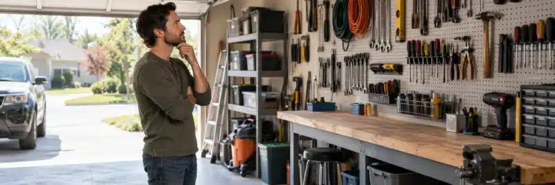 Man reviewing his tools and equipment before choosing a side hustle