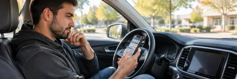 Person comparing different delivery apps before choosing one to drive for