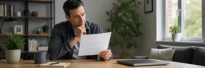 Person reviewing a simple comparison of investment growth concepts