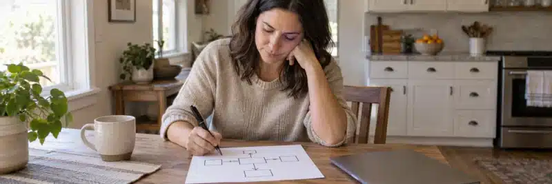 Person sketching a simple money map before automating their finances