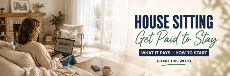 Woman relaxing in a client's home while working a house sitting hustle