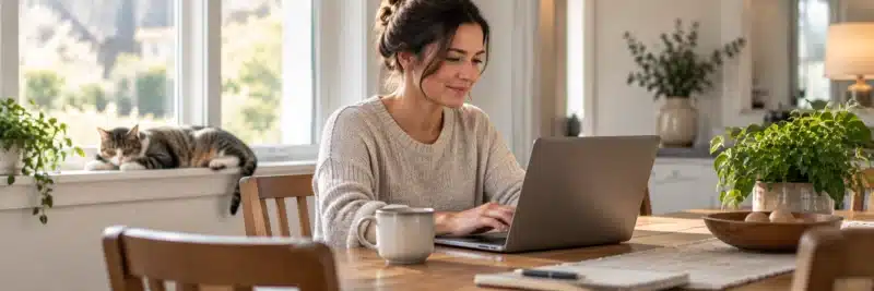 Person settled into a comfortable, recurring house sitting routine