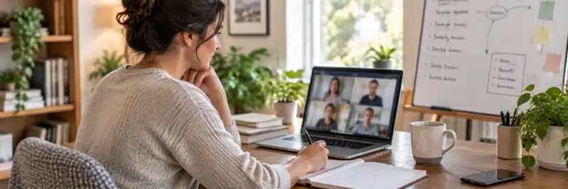 Person conducting an online tutoring session to scale their business