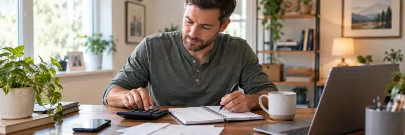 Person calculating their hourly rate for a local side hustle