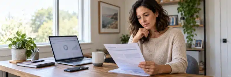 Person reviewing employer retirement plan benefits and match details