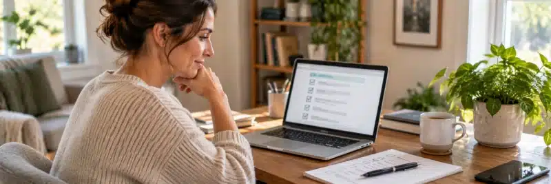 Person reviewing a landing page checklist before publishing