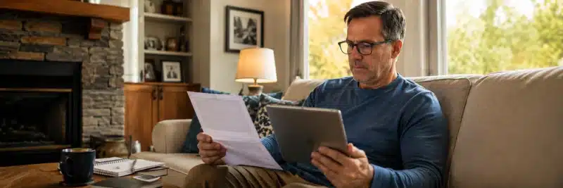 Person reviewing Roth IRA retirement planning documents at home