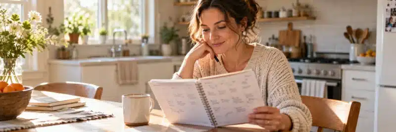 Person reviewing a weekly schedule of recurring errand clients