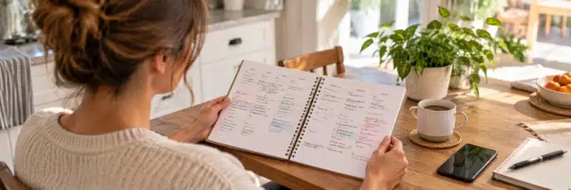 Person reviewing a full schedule of recurring local side hustle clients
