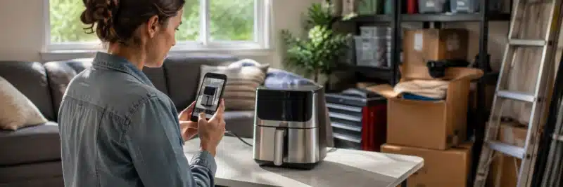 Person photographing an unused item to sell online