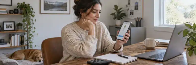 Person setting aside money from affiliate income for taxes