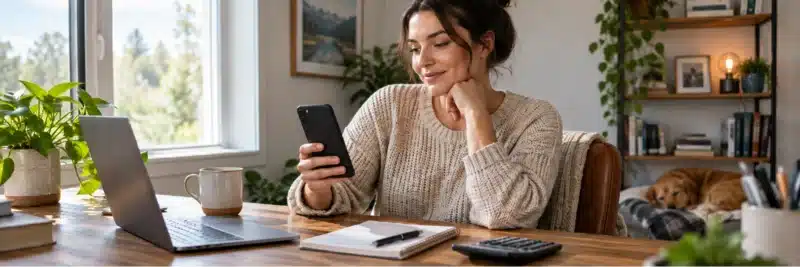 Person setting aside money from a client payment for taxes